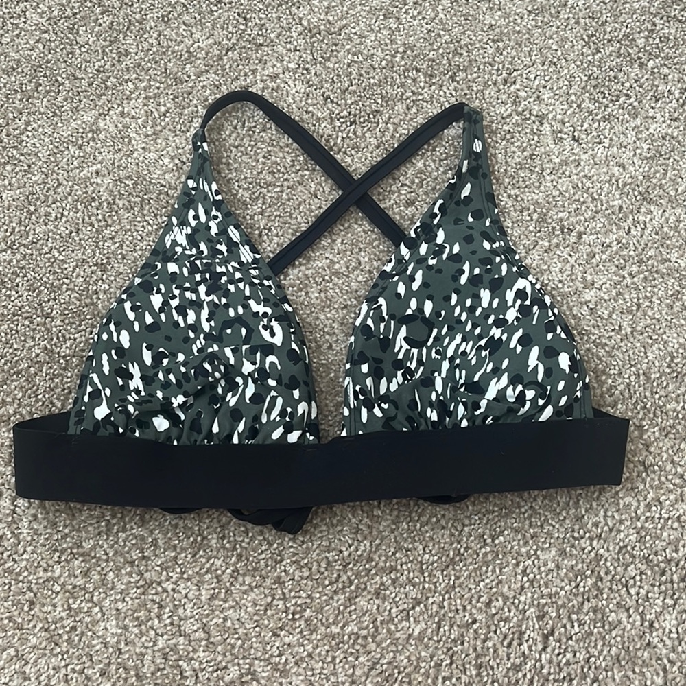 Green Cheetah Print Bikini Top